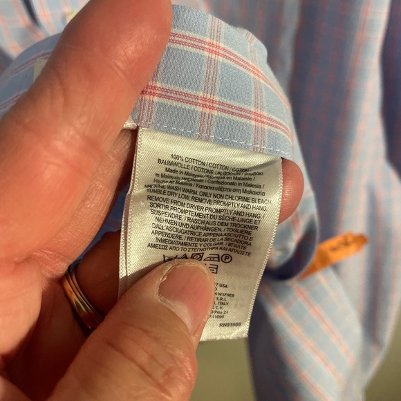 Brooks Brothers regular fit non iron light blue/pink stripe size 17 1/2 - 33 - Picture 5 of 6